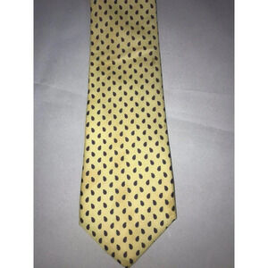 John Henry Lago Di Como Twill Yellow Blue Paisley Tear Drops Classic Neck Tie